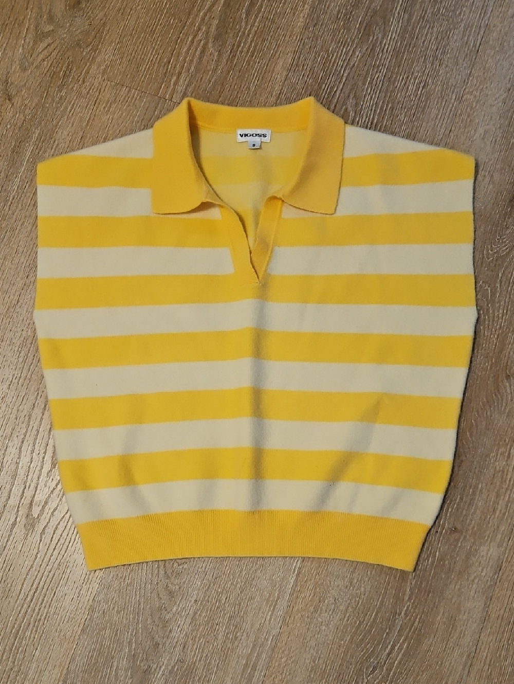 Vigoss Yellow & White Striped Drop Sholder Sweater Vest - Size Small